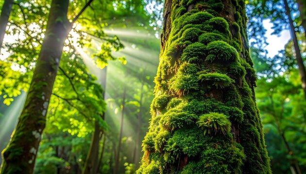 Dense tropical rainforest with lush green foliage.