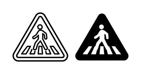Pedestrian Crossing Signs, Safety Warning Icons, Vector Symbols for Traffic and Road Safety Awareness © Faria