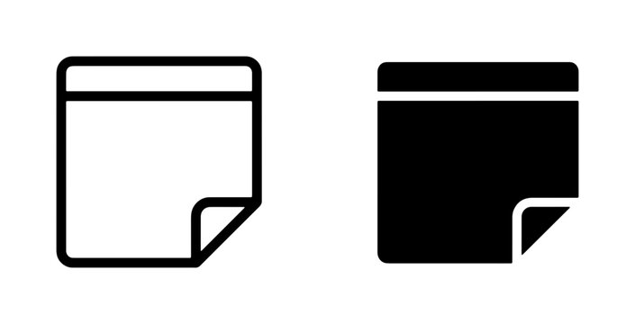 Sticky Note Icons, Memo Paper Graphics, Reminder Stickers, Simple Vector Shapes for Notes and Tasks