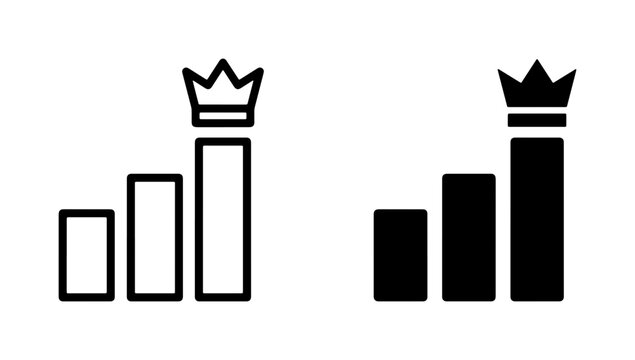Ranking Podium Icons, Success Bar Chart Vector Graphics, Top Position Award Symbols, Business Achievement