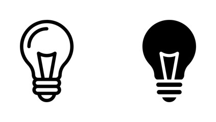 Light Bulb Icons: Simple Outline and Solid Black Vector Graphics for Ideas, Innovation, and Solutions © Zahid