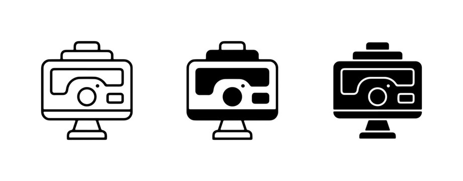 Action Camera Icons: Three Styles, Digital Recording, Outdoor Adventure, Technology
