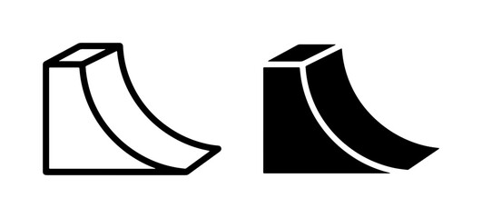 Obraz premium Skate Ramp Icon Set, Urban Sports Equipment, Extreme Activity Vector Graphics, Black and White Symbols