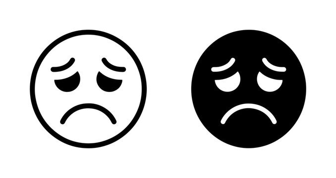 Sad Face Icons, Gloomy Emoticons, Negative Emotion Symbols, Vector Art for Depression and Unhappiness