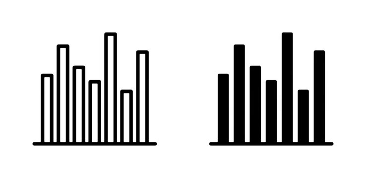 Bar Chart Icons, Data Visualization Graphics, Statistical Analysis Symbols, Business Growth Charts, Vector Illustrations