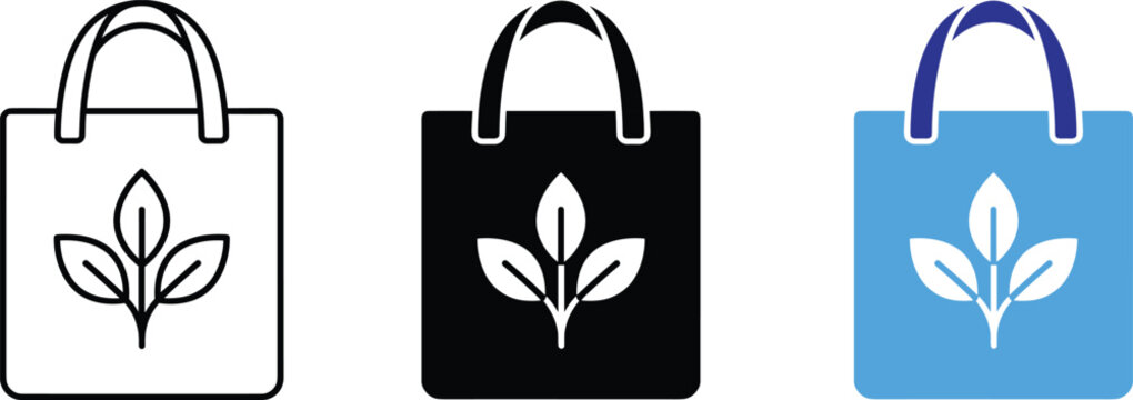Cotton tote shopping bag vector illustration pack in line and colors fill