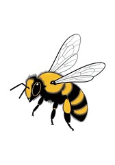 Fototapeta premium Stylized illustration depicting a fuzzy, striped insect with delicate wings in mid-flight