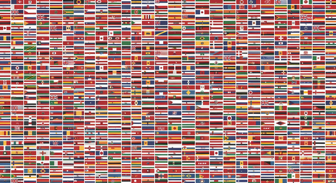 Background pattern with rows of international flags