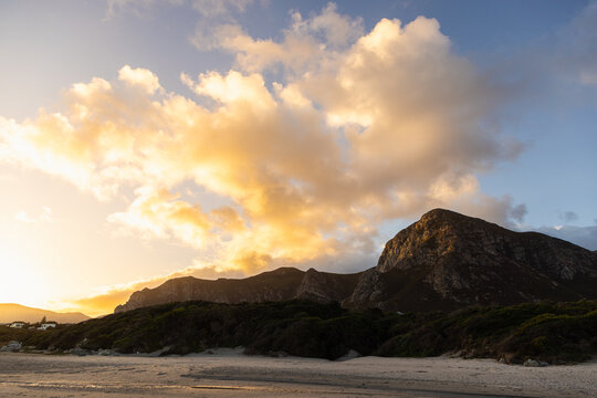 Klein mountains and sunset clouds at dusk, Hermanus, South Africa
