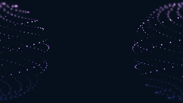 Purple glowing particles forming spheres abstract background for UI UX design, seamless loop
