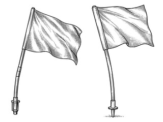 Corner Flag Engraving Set Isolated White Background © Gabut Stock