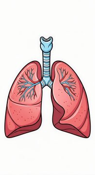 Illustration of human lungs with bronchial tubes and windpipe.
