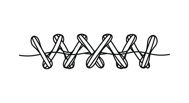 Black and White Hand Drawn Zigzag Stitch Pattern Illustration
