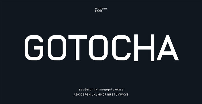 Modern bold gotcha font alphabet letters and numbers set