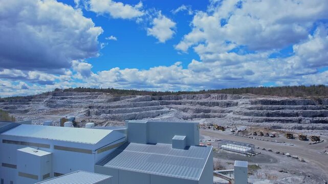 Rear earth development demand by memory chip makers. Aerial view of mining sector field. Concept of rapid expanding global market for semiconductors, and supply chains for AI systems and data centres.