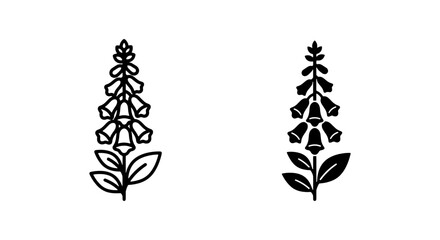 Elegant Foxglove Flower Icons, Botanical Vector Art, Simple Floral Silhouette Graphics, Nature Elements © Mahira