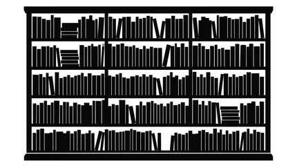 Bookshelf Silhouette Against White Background Black And White Design © RKRifat