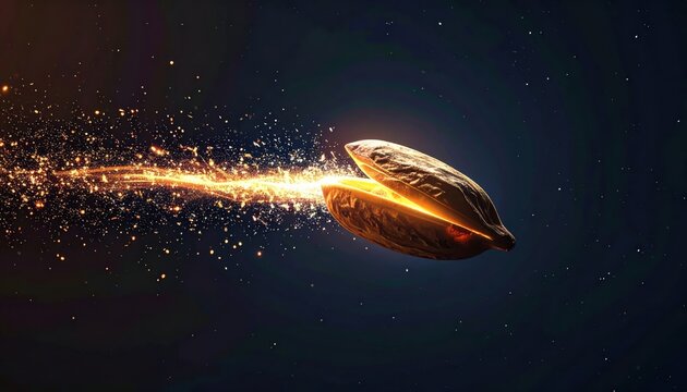 A Surreal Cocoa Bean Releasing a Burst of Starlight Energy in a Cosmic Digital Art Creation