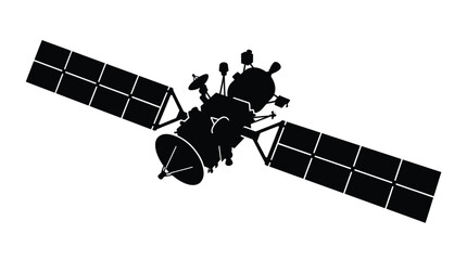 Satellite Silhouette Against A White Background Space Exploration Technology © RKRifat