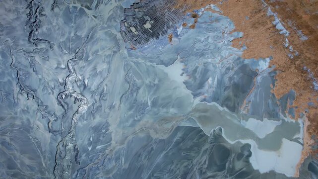 Environmental issue and sustainability problem concept. Rear earth mining for advance modern AI technologies. Industry waste from aggregates pits and hazardous materials. Communities protection.