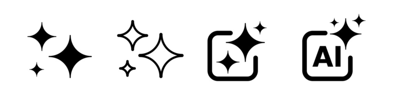 Generative AI Icons Vector Set for AI Assistant and Artificial Intelligence Applications