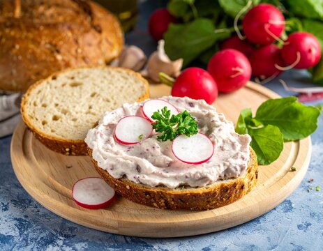 Obatzda mit Brot und Radieschen