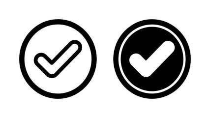 Checkmark Icons Set, Simple Tick Mark Symbols, Approved Confirmation Graphics, Success Verification Vector Elements, Black and White Approval Signs © Mou