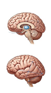 3D rendering of human brain anatomy cross section.