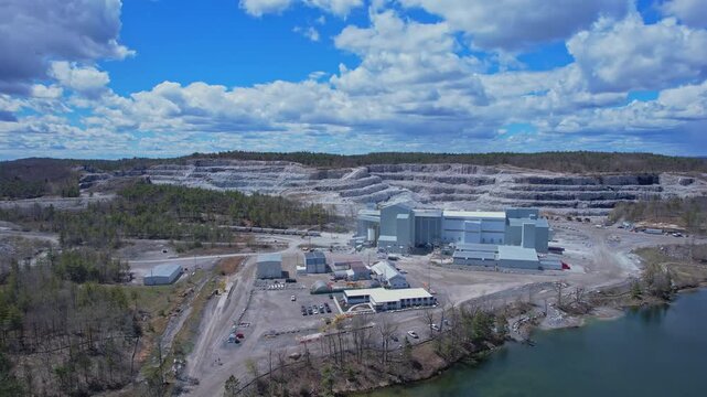 Environmental issue and sustainability problem concept. Rear earth mining for advance modern AI technologies. Industry waste from aggregates pits and hazardous materials. Communities protection.
