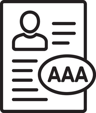 Personal profile document with triple A credit rating representing excellent financial score and loan evaluation outline vector icon