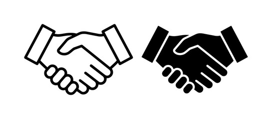 Obraz premium Handshake Icons, Agreement and Partnership Symbols, Business Deal Vector Graphics