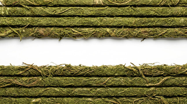 Green mycelium bio composite horizontal rows abstract background