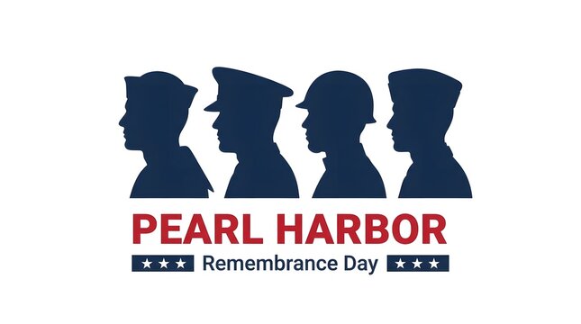 Pearl harbor remembrance day memorial graphic with military silhouettes