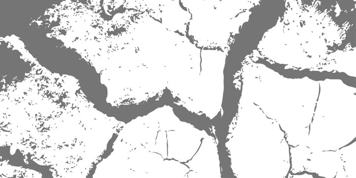 Black and white grunge texture of cracked ground. High contrast abstract vector background of parched dry soil earth.