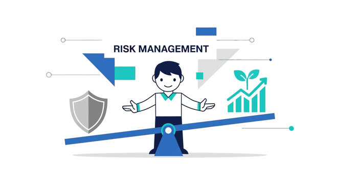 Businessman Balancing Risk Management.