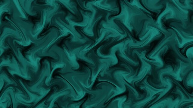 Abstract teal liquid marble fluid ripple texture background loop seamless dark emerald green swirling waves