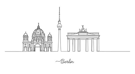 Berlin city skyline with famous landmarks, travel concept, illustration © Lara