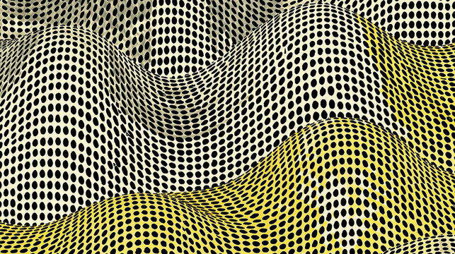 Op Art Illusion: A striking visual illusion created with black and white dots, forming a mesmerizing, undulating surface that challenges perception and evokes a sense of depth and movement.