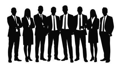 Business team stands together in a professional lineup to represent corporate unity and leadership. © Sadee Girl