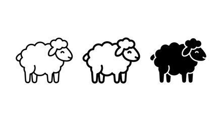 Cute Sheep Icons Set: Simple Vector Graphics for Farm, Livestock, and Animal Themes. Three Styles. © Protiva