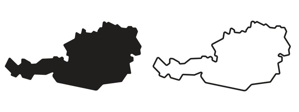 Austria country map symbol icon set