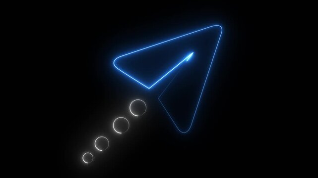 glowing neon cursor icon animation on black background . cursor icon web site and mobile app. 4k motion video animation.