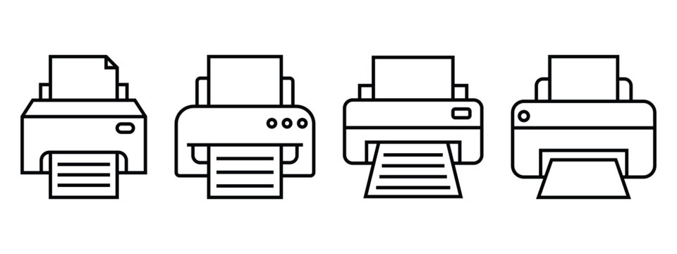Printer line icon collection