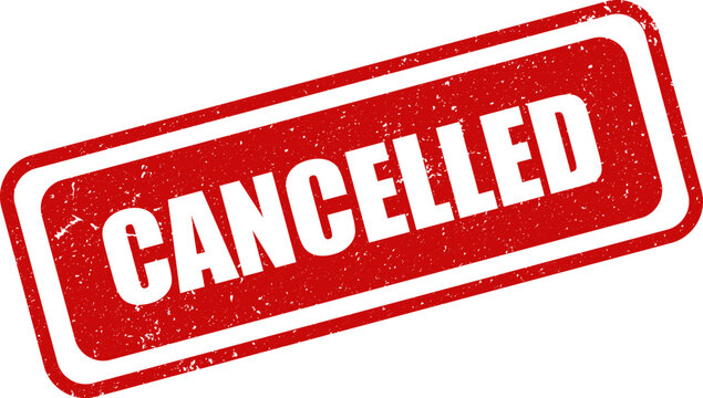 Cancelled red stamp on white background for marking documents