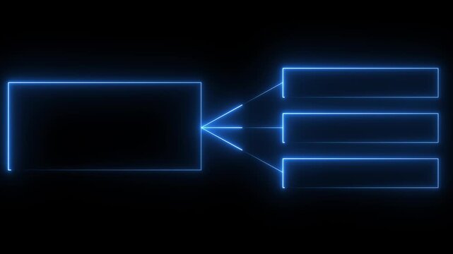 Glowing neon line Business hierarchy chart icon animation background. Neon flowchart, Corporate organizational structure graphic elements, network diagram, hi-tech illustration