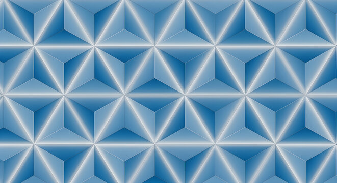 Blue triangular geometric pattern design on white background