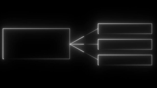 Glowing neon line Business hierarchy chart icon animation background. Neon flowchart, Corporate organizational structure graphic elements, network diagram, hi-tech illustration