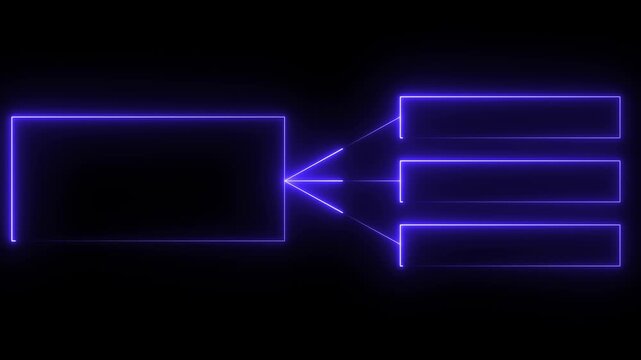 Glowing neon line Business hierarchy chart icon animation background. Neon flowchart, Corporate organizational structure graphic elements, network diagram, hi-tech illustration