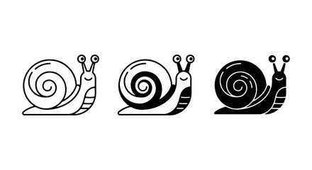 Charming Snail Icons Set: Outline, Filled, and Silhouette Vector Graphics for Nature and Wildlife Designs © Minhazul