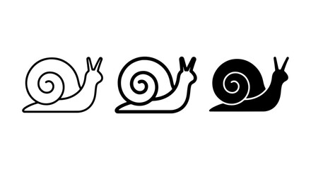 Snail Icons Set, Simple Outline and Silhouette Vector Graphics, Gastropod Mollusk Symbols for Nature and Slow Pace Concepts © Shanjida